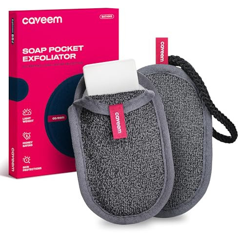 Soap Bag, Rough Exfoliation Soap Pouch for Bar Soap, Soap Mesh Pocket Bar Holder Washing and Drying Bags, Soap Sack Sponge Bag for Shower Bath (2 Pack)