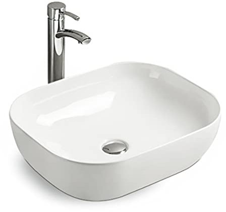 Bathroom Vessels Rectangle Rounded Bathroom Sink Hand Wash Counter Top Cloakroom Basin Vanities Large Bowl Ceramic
