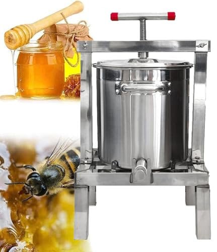 Manuelle Honigpresse, Honigschleuder für Die Bienenzucht, 10L Manueller Antrieb, Honigpresse mit Maschen, Honig-Bienenwachspresse für Die Bienenzucht, Honigernte für Anfänger