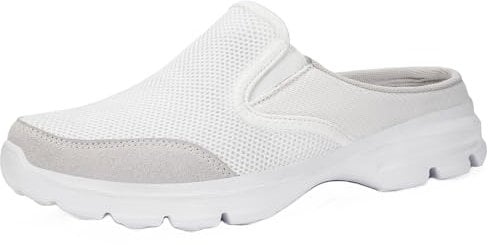 Sisttke Hausschuhe Damen Clogs Herren Slip On Pantoffeln Sommer Outdoor Atmungsaktiv Bequeme Gartenschuhe rutschfest Schlupfschuhe Slipper,Weiß-HH,43 EU