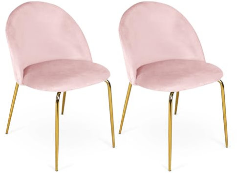 Sedia da pranzo imbottita in velluto mod. Nicole (2, Rosa)