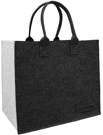 Filztasche Damen Shopper Tragetasche, Groß Faltbar Handtasche für Einkäufe und Alltagsgegenstände, Praktische Einkaufstasche, Geräumige Filz Tasche für jeden Anlass (Hellgrau)