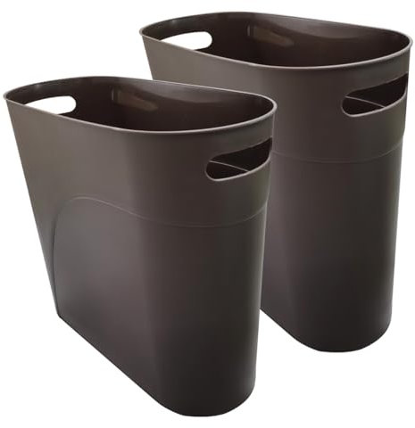 FomCcu Papierkorb Mülleimer Kunststoff Abfallkorb 10L Müll Schlanker Behälter für Badezimmer Pulver Zimmer Schlafzimmer Wohnzimmer Home Office, Braun