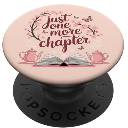 Just One More Chapter Book Lover Bookish Reading Light Pink PopSockets Adhesive PopGrip