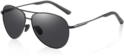 SAIIURV Lunettes de Soleil Homme Pilote, Lunettes de Soleil Homme Femme Polarisées, Protection UV400, Mode Classiques Ultraléger, Verres Anti-Reflets Conduite Pêche Sports Design des Années 80