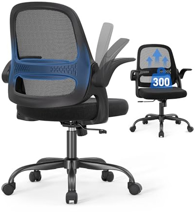 amseatec Mesh Office Chair, Ergonomic Home Office Chair with Flip-Up Arms