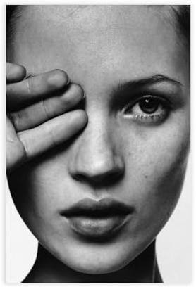 NFFBGFD Kate Moss Print Kate Moss Poster, schwarze Leinwand, Poster, Wandkunstdruck, Bild, Gemälde, 60 x 90 cm