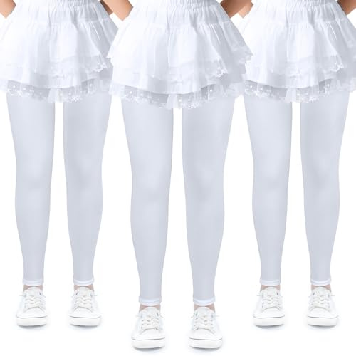 KOOOGEAR 3 pièces Collants de Danse Ballet Opaque,Collants sans Pieds pour Filles Leggings Pleine Longueur Cheville Long Ballet Opaque Microfibre,pour Yoga Gymnastique Enfants