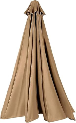 ILiemao Rechange Toile de Parasol Jardin 6/8 Baleines 2.7/3.0/3.30/2.8/3.5m Housse pour d'extérieur Auvent Terrasse Tissu Polyester Remplacement Cour Plage Protection imperméable(Kaki,8 Ribs 3.30m)