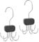 2pcs Belt Hanger for Wardrobe Closet, 360°Rotatable Belt Organizer Holder with 6 Hooks Each Space-Saving Tie Rack Metal & Wood Bra Storage for Tank Top Scarf Hat Purse (Black)