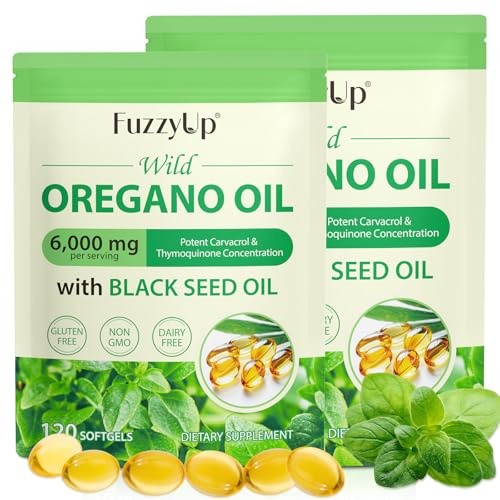 Oil of Oregano, Huile d Origan et Nigelle, Huile d'origan 2 en 1 (6000 mg) avec Huile de Nigelle (200 mg),Carvacrol (165 mg),Biologique, Sans OGM,Favorise la Santé Immunitaire et Digestive,240 Gélules