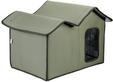 Feral Cat House | Large Insulated Cat Shelter | Outdoor Cats House With Waterproof Design | Heated Cats Shelter With Transparent Door | Washable Kitten Hut For Kitten Small Dogs