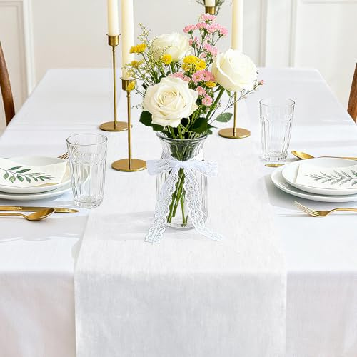 Siumir Vlies Tischläufer 30cmx25m Weiß Tischband Hochzeit Taufe | Einfach zuschneidbar, Geruchsneutral, 25m Rolle für mehrere Tische, Ideal für Hochzeit, Taufe, Kommunion, Geburtstag