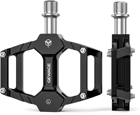 GEWAGE set di pedali per bicicletta – Pedali in alluminio CNC con asse in CR-MO, solo 283 g, perni antiscivolo, pedali versatili per MTB, gravel, trekking, bici da corsa e bici per bambini