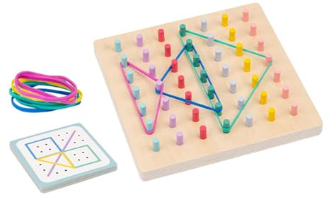 Pegciuho Wooden Geoboard with Elastic Bands - Early Motor Skills Development