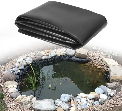 WUQINC Pond Liner 1200 x 1700 cm UV Estable Forro de Estanque HDPE Negro de Alta Resistencia Seguro para Estanques de Jardín, Piscinas, Acuicultura, Negro