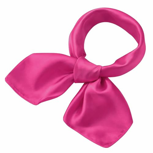 QBSM Foulard carré formel en satin de soie pour femme 60 cm, rose rouge, S