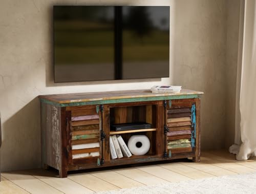 Main Möbel TV Board 152x69cm 'Hawkins' recyceltes Altholz Mehrfarbig lackiert