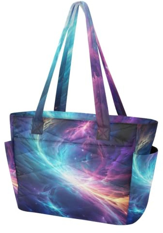 Mnsruu Tragetasche für Damen, Nordlichter-Handtasche mit 15,6 Zoll Laptopfach, wasserabweisende Umhängetasche für Arbeit, Lehrer/Krankenschwester, Schule, Reisen und Fitnessstudio