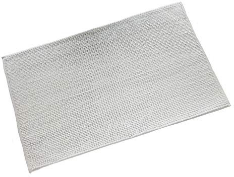 Quantum Interior Chenille Badematte ca. 60x90 cm -Microfaser Badvorleger in Trendfarben, schnell trocknender Badezimmerteppich,Rutschfester weicher und saugfähiger Microfaser Duschvorleger (Weiß)