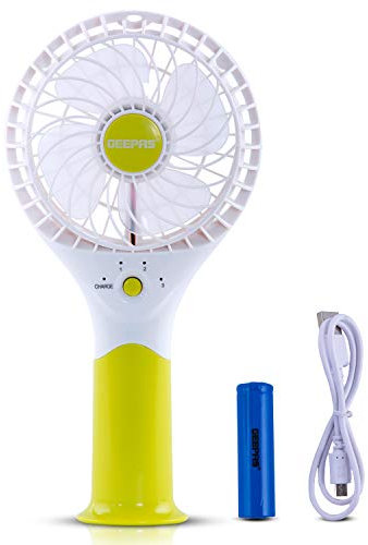 GEEPAS Rechargeable Fan | Mini Portable USB Handheld Fan for Home Office Travel Outdoor Personal Use | 3 Speed Settings 8Hr Run Time | Ultra Quiet Lightweight Air Circulator | 2 Year Warranty Green