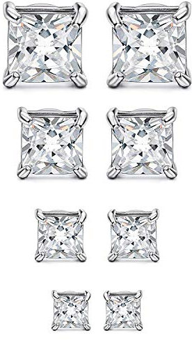YADOCA 4 Paires Acier inoxydable Magnétique Boucle d'oreille pour Homme Femme Non-piercing Clip on Clou d'oreille Zircone 4-7mm