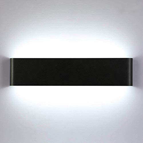 Lightess 18W 40CM Wandleuchte Innen LED Schwarz Flurlicht Modern Treppenhaus Beleuchtung Wandlampe mit Up Down Licht IP44 aus reinem Aluminium für Wohnzimmer Schlafzimmer Flur, Kaltweiss
