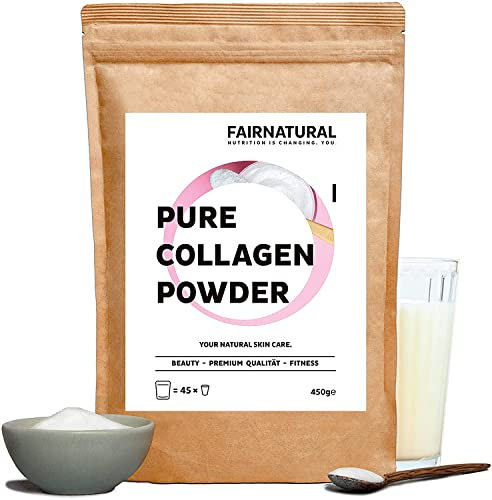 FAIRNATURAL® Kollagen Pulver Hydrosalat [WEIDEHALTUNG] - Collagen Pulver - Kollagenpulver Peptipe Typ 1 & 3 - Collagenpulver - Collagen Powder Peptides - Hydrolisiertes Beauty Kollagen (450g)