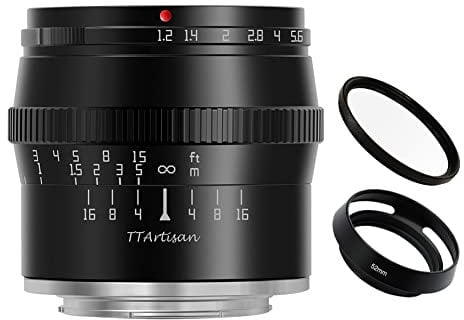 TTArtisan Objectif 50 mm F1.2 APS-C Mise au point manuelle grande ouverture fixe pour appareil photo Sony E Mount A6000 A6300 A6400 A7C A7RII A7RIII A7MIV A7S NEX-3N NEX-5N Noir