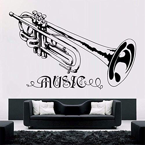 Horn Musik Wandaufkleber Abnehmbare Musik Stil Wandtattoo Konzert Dekoration Design Poster Vinyl Horn Kunst Wanddekoration 57X36Cm