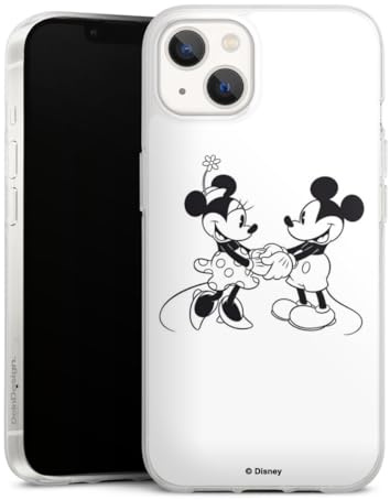 Silikon Hülle kompatibel mit Apple iPhone 13 Case transparent Handyhülle Mickey & Minnie Mouse Valentinstag Disney