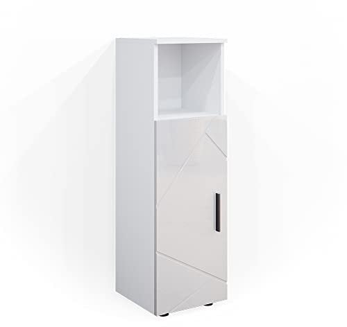 Vicco Midischrank Irma, Badmöbel, Weiß Hochglanz, 30 x 95 cm