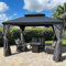 PURPLE LEAF Tonnelle de Jardin Exterieur 3,65 x 3 m Pergola Aluminium avec Moustiquaire et Rideaux Pavillon de Jardin à Double Toit Acier Galvanisé, Gris