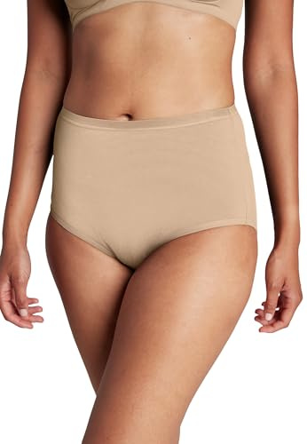 Jockey Worry Free Brief- Menstruationsunterwäsche, auslaufsichere Perioden Unterwäsche, Unterhosen Damen für leichte bis mittelschwere Regel, Baumwoll Unterwäsche Damen, in Beige