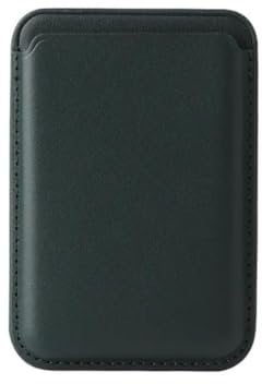 Mag-Safe Wallet/Card Holder in Vegan Leather- Compatible with iPhone 12 Mini/Pro/Max - RFID Card Holder with Mag-Safe Magnets (Dark Green)