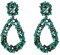 EVER FAITH Mujer Cristal Austríaco Aro Abierto Oval Lágrima Perforado Pendientes Verde