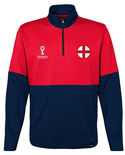 FIFA Pull Officiel de la Coupe du Monde 2022 1/4-Angleterre Fermeture éclair 1/4, Rouge/Bleu Marine, L Homme
