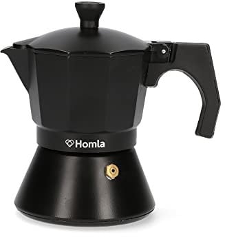 HOMLA Mia Mokka Espressokocher für 3 Tassen - Für köstlichen Kaffee Espresso Kaffeemaschine Gasherde & Induktionsherde - Aluminium Schwarz
