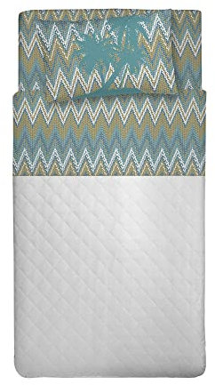 PENSIERI DELICATI Completo Letto Singolo 100% Cotone, Completo Lenzuola Singolo 90x200 Comprensivo di Lenzuolo sotto, Lenzuolo sopra e 1 Federa a Sacchetto, Made in Italy, Fantasia Palme Verde