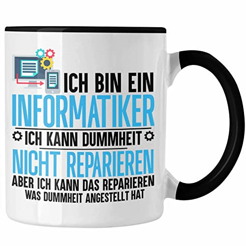 Trendation - Informatiker Tasse Geschenk Programmierer Nerd Coder Geschenkidee Lustiger Spruch (Schwarz)