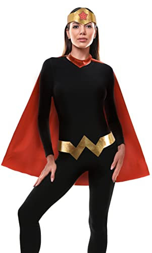 Ciao Wonder Woman Cape disguise girl official DC Comics (One size adult) with belt and tiara, Red, Blue