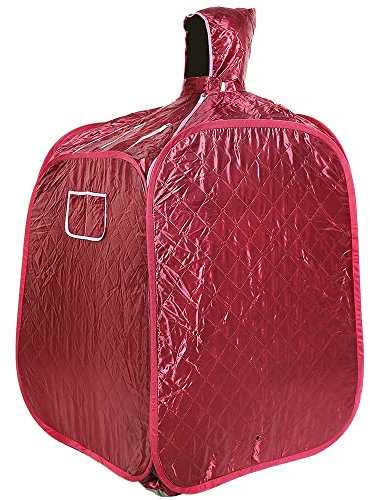 MINGYI Sauna à Vapeur Portable et Pliable 1 000W avec Cabine de Vapeur, Générateur de Vapeur 2,5 Liter, Tabouret Pliable et Télécommande, 80×80×100 cm (Rouge)