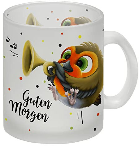 Guten Morgen Glas Tasse mit Rotkehlchen Motiv