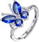 PROSILVER Damenring, Schmetterling, verstellbar, Sterling-Silber 925, Verlobungsring, ineinandergreifend, mit Geburtsstein aus Zirkonia, Metall, Edelstein-Imitat
