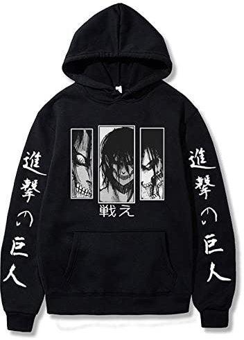 zhedu Anime AOT Hoodies Eren Jaeger Graphic Hoodie Manga Long Sleeve Hooded Sweatshirt Oversized Unisex (M,color 01)