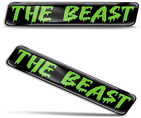 Biomar Labs 2 x 3D Gel Silikon Aufkleber Beast Badge Biest Grün Stickers Autoaufkleber Auto Motorrad Fahrrad Fenster Tür Laptop KS 47
