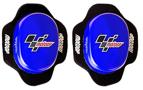 PRORACER Deslizadera de rodilla para motoristas, rodillera deslizantes carretera circuito competicion sliders con logo MotoGP (Azul)