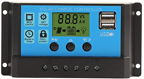 Pannello Solare, Caricabatterie 30W IP65 Impermeabile 12V 24V Kit Adattivo Alto Protezione da Sovraccarica per Controller 30A per Rimorchio per Barche per Camper (10A)