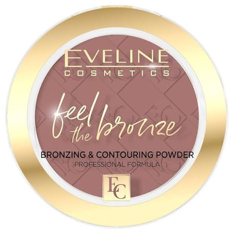 Eveline Cosmetics Feel The Bronze - Bronzing & Contouring Puder, Farbton 02 Chocolate Cake, samtig-matte Formel für einen sonnengeküssten Teint das ganze Jahr über