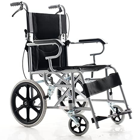 Comforyou Fauteuil roulant léger pliable compact Voyage Transit Aide à frein à main Fauteuils roulants